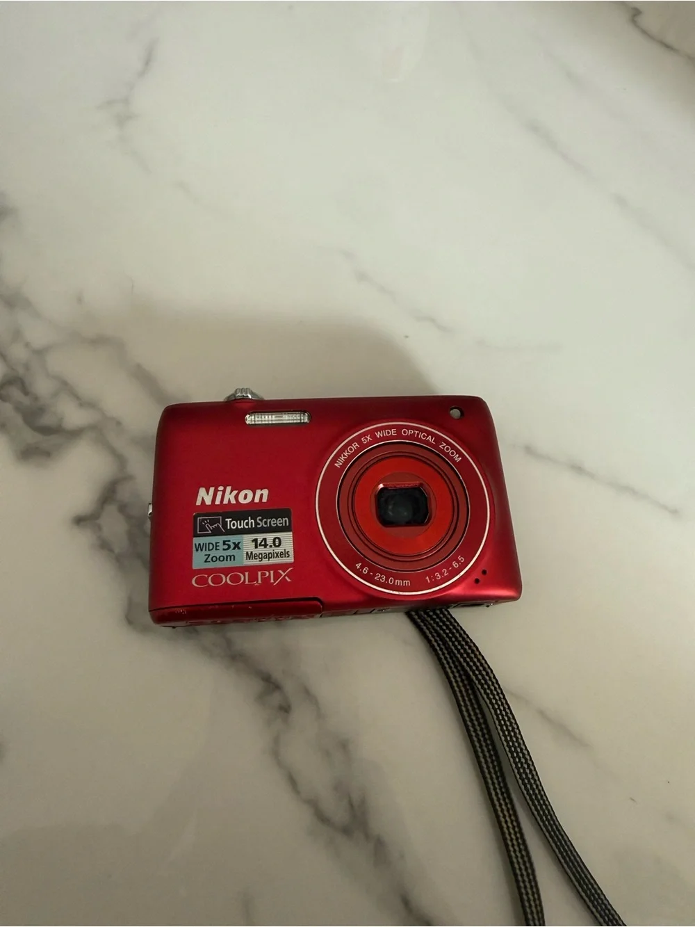 BROKEN Nikon Red Compact COOLPIX Digital Camera with Wrist Strap